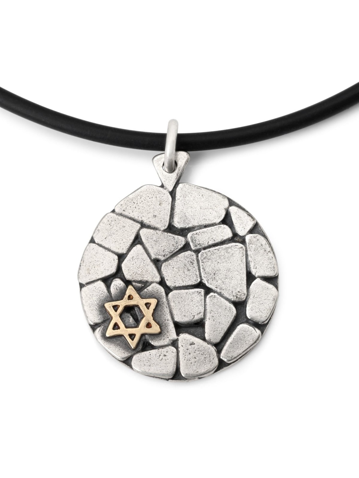 חומת ירושלים: שרשרת תליון דיסק מגן דוד מכסף וזהב